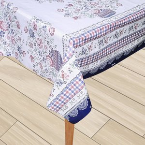 Toalha Mesa Plástica Térmica Bordada 4 e 6 lugares 1,60