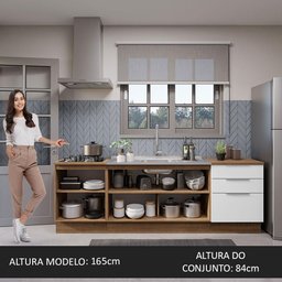 Armário de Cozinha Compacta 240cm Rustic/Branco Stella Madesa 01 - 6