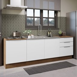 Armário de Cozinha Compacta 240cm Rustic/Branco Stella Madesa 01 - 2