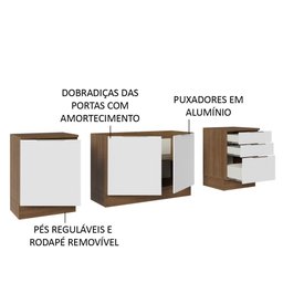 Armário de Cozinha Compacta 240cm Rustic/Branco Stella Madesa 01 - 5