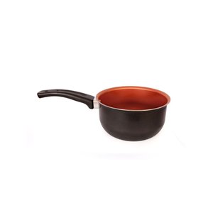 Panela Antiaderente 16 Cm com Tampa de Vidro – Preto e Cobre