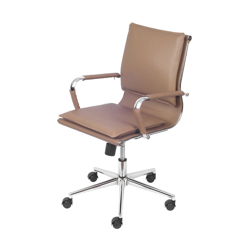Cadeira para Escritório Diretor Design Italiano Estofada em Corino 3304 Or Design