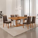 Ver imagem 2 de Mesa de Jantar Milena Yasmin 180 cm Tampo MDF Canto Copo Laminado com 6 Cadeiras Moderna Mobília