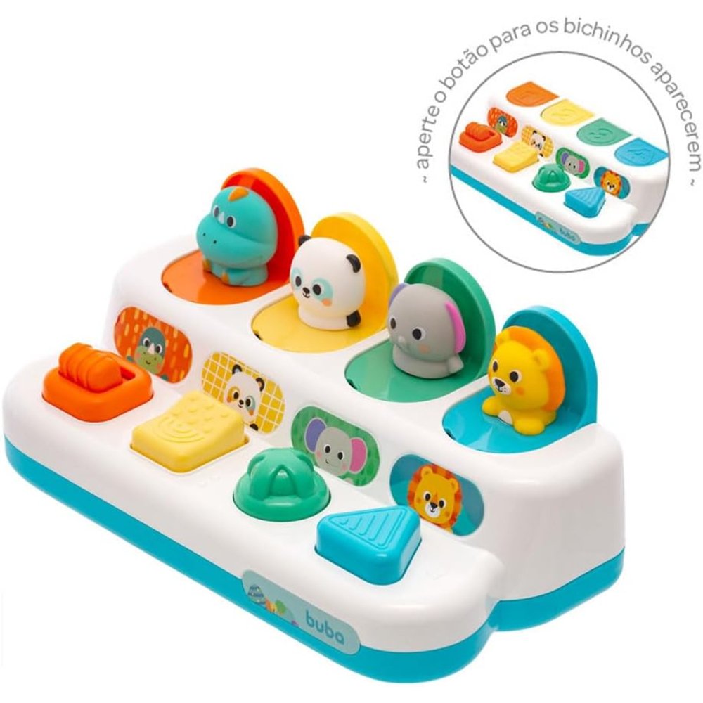 Brinquedo Infantil Sensorial Buba Zoo 4 Botões Interativos | MadeiraMadeira