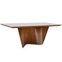 Ver imagem 1 de Mesa de Jantar Retangular Dunnas Nozes com Vidro Off White 220x110 Fabrispuma