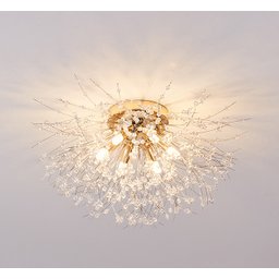Lustre Plafon Cristal Flor Dente de Leão 50cm para Sala Estar Jantar e Quarto: Dourado - 2