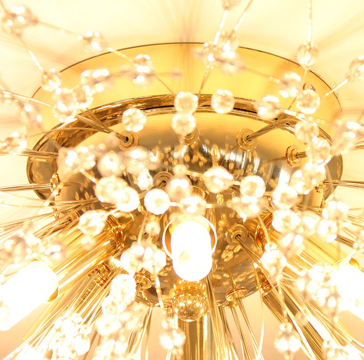 Lustre Plafon Cristal Flor Dente de Leão 50cm para Sala Estar Jantar e Quarto: Dourado - 3