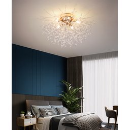 Lustre Plafon Cristal Flor Dente de Leão 50cm para Sala Estar Jantar e Quarto: Dourado - 4