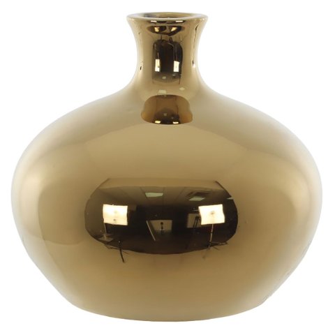 Vaso Decorativo Cerâmica 12,9cm Dourado Flor Arte