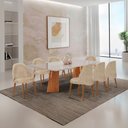 Ver imagem 1 de Sala de Jantar Mesa Florida 220cm Tampo Laqueado com Vidro e 8 Cadeiras Suiça