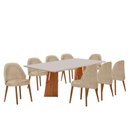 Ver imagem 2 de Sala de Jantar Mesa Florida 220cm Tampo Laqueado com Vidro e 8 Cadeiras Suiça