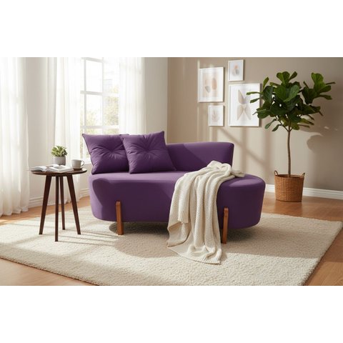 Namoradeira Sofá Feijão Luna 130cm Orgânica Veludo Roxo