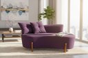 Ver imagem 2 de Namoradeira Sofá Feijão Luna 130cm Orgânica Veludo Roxo