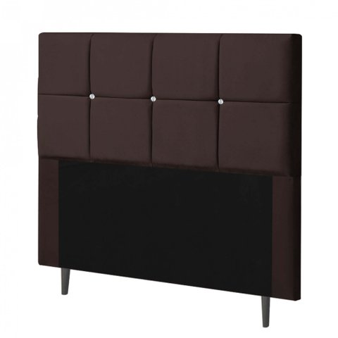 Cabeceira Estofada Poliana 140CM Casal Strass Courino Marrom - D A DECOR