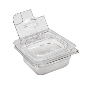 CONJ 12 CUBAS Gastronômicas Em POLICARBONATO GN 1/6X65 mm 1 Litro + 12 TAMPAS 1/6 Em POLI Com FLIP, 