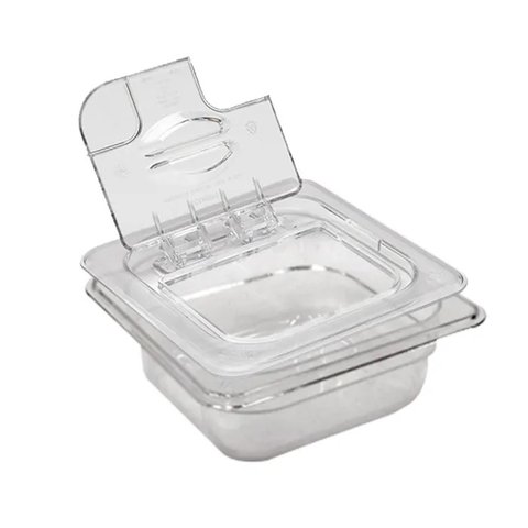 CONJ 12 CUBAS Gastronômicas Em POLICARBONATO GN 1/6X65 mm 1 Litro + 12 TAMPAS 1/6 Em POLI Com FLIP, 