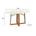 Ver imagem 2 de Mesa de Sala Jantar Elma Madeira Maciça + Tampo Madeirado C/ Vidro 180x105cm Carvalho/off White -