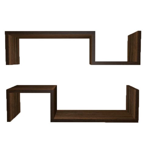 Kit 2 Prateleira Zig Zag 50x15x10p Nova Imbuia Decorativo Mdf