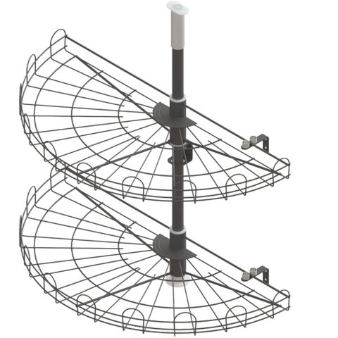 Cesto Giratório Duplo Meia Lua em 60cm para Canto Reto Preto Dimec Cozinha Casualle