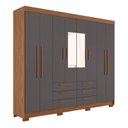 Ver imagem 3 de Guarda-Roupa Paranavaí 8 Portas 6 Gavetas com Espelho Paraná Cinza/Jatobá/Grafite