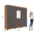 Ver imagem 4 de Guarda-Roupa Paranavaí 8 Portas 6 Gavetas com Espelho Paraná Cinza/Jatobá/Grafite