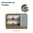 Ver imagem 2 de Balcão Gabinete de Pia 120 cm 2 Portas 3 Gavetas (sem Tampo) Rustic/Cinza Lux Madesa