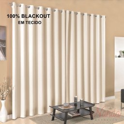 Cortina 100% Blackout em Tecido Grosso 5,00m X 2,80m Palha - 1
