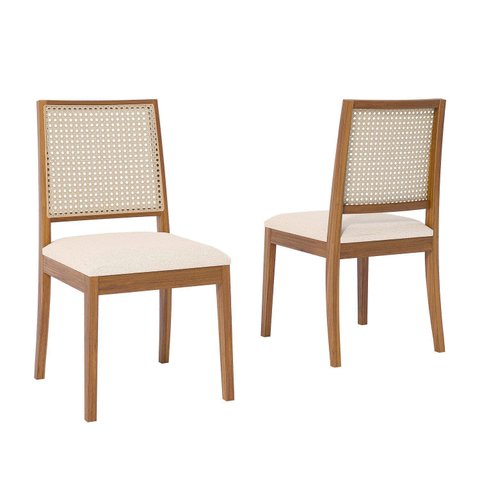 Conjunto 2 Cadeiras para Sala de Jantar em Madeira Tauari Carambola Marrom/Trama Bege