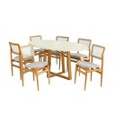 Ver mais imagens de Conjunto Mesa Elma Premium Madeira Maciça C/ Tampo Madeirado C/ Vidro 180x105cm e 6 Cadeiras Stela