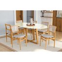 Ver imagem 1 de Conjunto Mesa Elma Premium Madeira Maciça C/ Tampo Madeirado C/ Vidro 180x105cm e 6 Cadeiras Stela