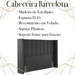 Cabeceira Queen 158 cm Barcell Veludo Preto Soon - 3