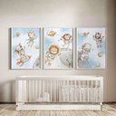 Ver imagem 2 de Kit 3 Quadros Decorativos Infantil - Safari Astronauta NO2 - 40x60 - Moldura Madeira