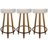 Kit 3 Banquetas Alta Madeira Couro para Balcão Cozinha Bege - 1