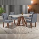 Ver imagem 1 de Mesa Kyra 120CMX90CM 4 Cadeiras Arthus Tampo Smart Plus Vidro Off White