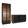 Conjunto Decorativo Cristaleira com Led e Buffet Aparador 160cm Tenerife/Gunga Preto Fosco/Noce G73  - 2