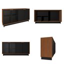 Ver mais imagens de Conjunto Decorativo Cristaleira com Led e Buffet Aparador 160cm Tenerife/Gunga Preto Fosco/Noce G73