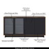 Conjunto Decorativo Cristaleira com Led e Buffet Aparador 160cm Tenerife/Gunga Preto Fosco/Noce G73  - 4