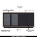 Ver imagem 4 de Conjunto Decorativo Cristaleira com Led e Buffet Aparador 160cm Tenerife/Gunga Preto Fosco/Noce G73