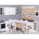 Ver imagem 1 de Kit 8 Capas de Cadeira + Toalha de Mesa + Cortina Sala de Jantar Cozinha Dos Sonhos Completa Estampa