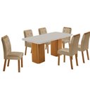 Ver imagem 2 de Conjunto Mesa de Jantar 180cm com 6 Cadeiras Estofadas Multimóveis Crrft-CON049 Madeirado/Off White