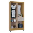 Ver imagem 4 de Guarda Roupa Solteiro Atlas Capelinha 3 Portas Damasco Ripado Off White Brilho - Poquema
