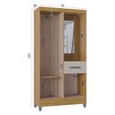 Ver imagem 5 de Guarda Roupa Solteiro Atlas Capelinha 3 Portas Damasco Ripado Off White Brilho - Poquema