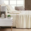 Ver imagem 1 de Jogo de Lençol Casal Queen 4 Peças Percal 400 Fios 100% Algodão Fio Egípico Acetinado - Vanilla