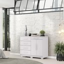 Ver imagem 1 de Cômoda Sapateira Sirius 5 Gavetas MDP Puxador em MDF Branco Vila Rica