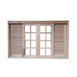 Janela de Madeira Veneziana de Correr Reto Eucalipto Grandis Rosa  - 1,00 (A) x 1,20 (L) - 3