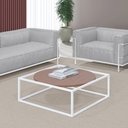 Ver imagem 2 de Mesa de Centro Sala 64x64x33cm Aço Branco e Madeira Industrial Moon Don Castro Decor