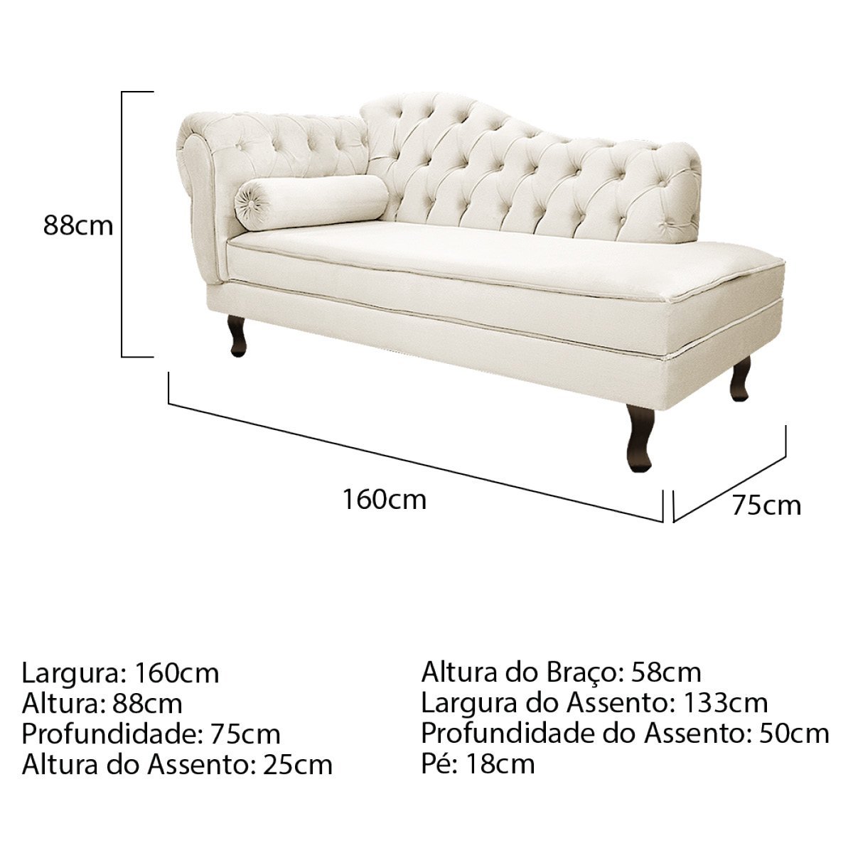 Kit Diva Recamier Diana 160cm Lado Direito e 01 Poltrona Classic Corano Bege - ADJ Decor - 5