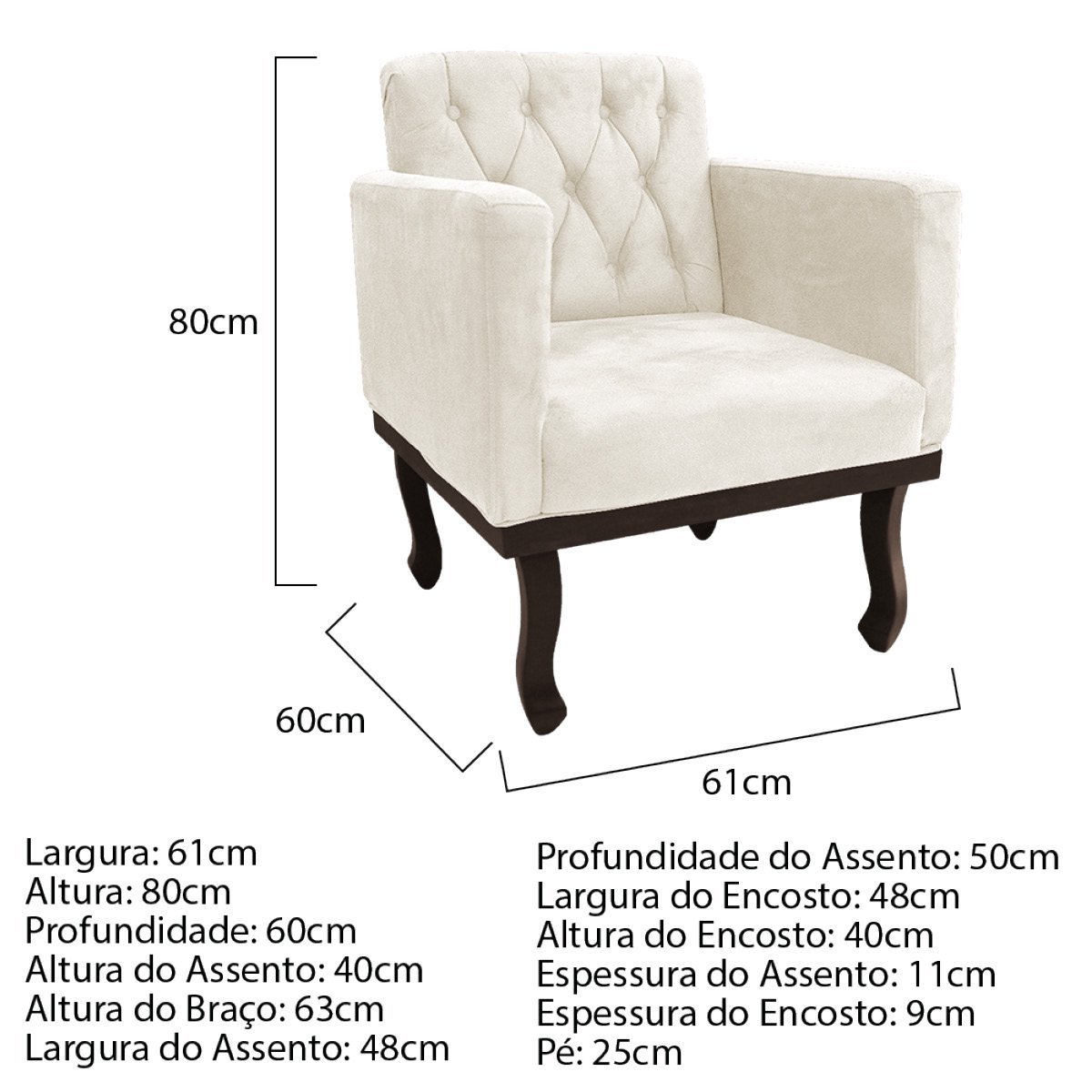 Kit Diva Recamier Diana 160cm Lado Direito e 01 Poltrona Classic Corano Bege - ADJ Decor - 6