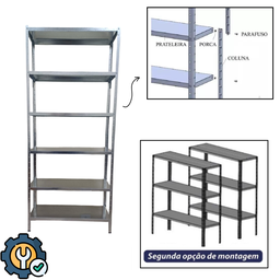 Prateleira Armário Estante Aço Galvanizado 6 Bandejas 60 Cm:galvanizada - 4