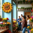 Ver imagem 2 de Relógio de Parede - Girassol -efeito 3d -25x25x2cm